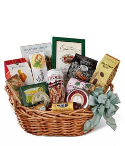 Cheese and sausage gift basket with crackers and nuts for same-day nationwide delivery