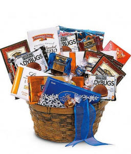 Chocolate lovers gift basket with gourmet bars and truffles available for same-day delivery